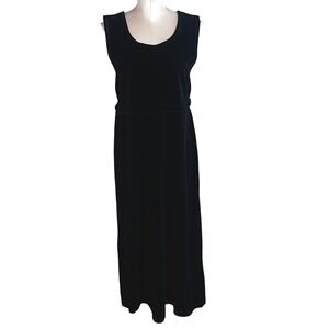 Vintage Black Velvet Sleeveless Maxi Overall Jumper Dress Size S Fairy Phoebe